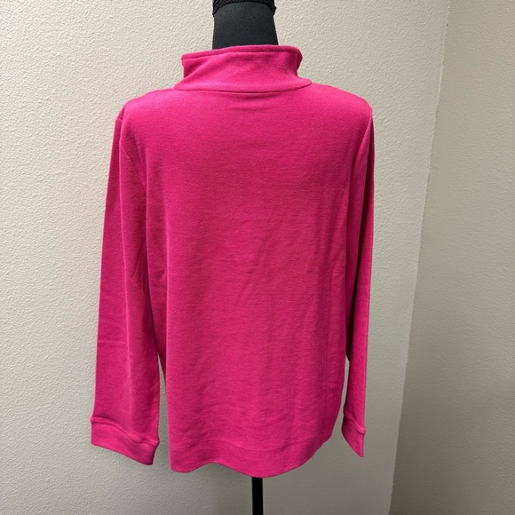 Allison Daley Pink Floral Embroidered Quarter Zip Pullover Petite Large - Picture 6 of 10